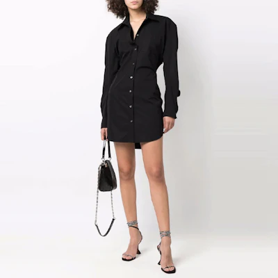 亚历山大王黑色翻领纽扣连衣裙衬衫 1WC1226453-001 Lookbook 亚历山大王黑色翻领纽扣连衣裙衬衫 1WC1226453-001