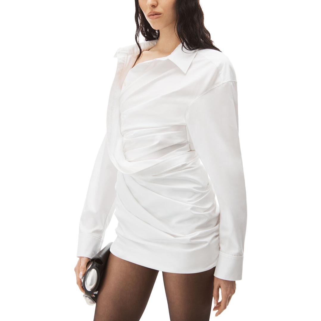 Alexander Wang Solid Color Square Neck Long Sleeve Mini Dress White 1WC3236598-100 圖 5