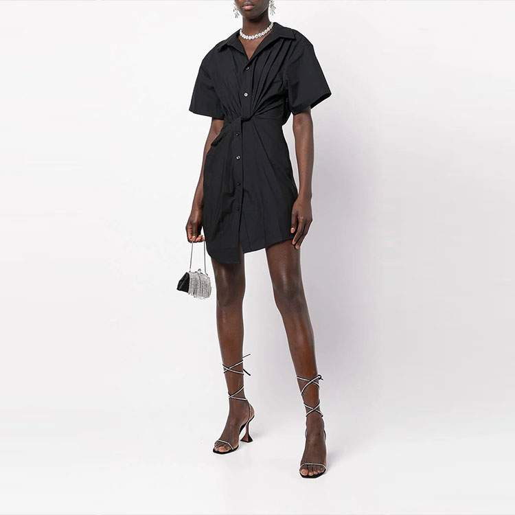 Lookbook 亚历山大王方领短袖A字连衣裙黑色 4WC3216137C-001