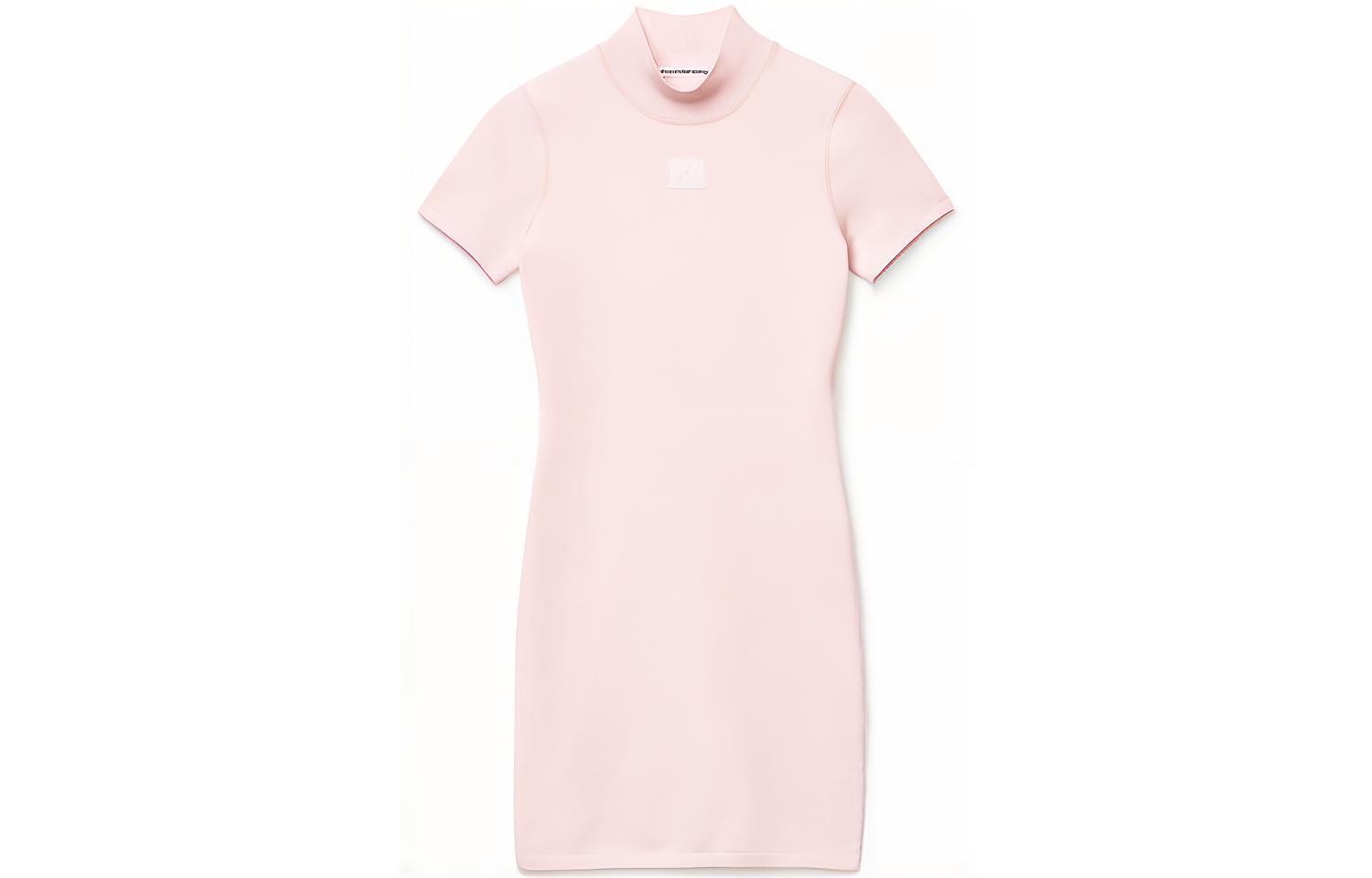 Alexander Wang SS20 Logo Short Sleeve Pink Bodycon Dress - Date Night Style 4KC2206013-689
