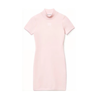 Alexander Wang SS20 Logo Short Sleeve Pink Bodycon Dress - Date Night Style 4KC2206013-689