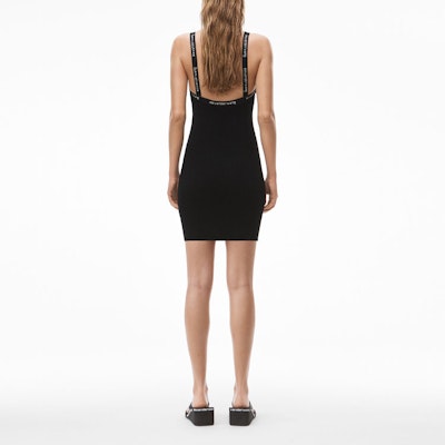 Alexander Wang SS21 Vestido Slip Negro con Ribete de Logo Cami A-Line 4KC3216011-951 Shop Alexander Wang SS21 Vestido Slip Negro con Ribete de Logo Cami A-Line 4KC3216011-951