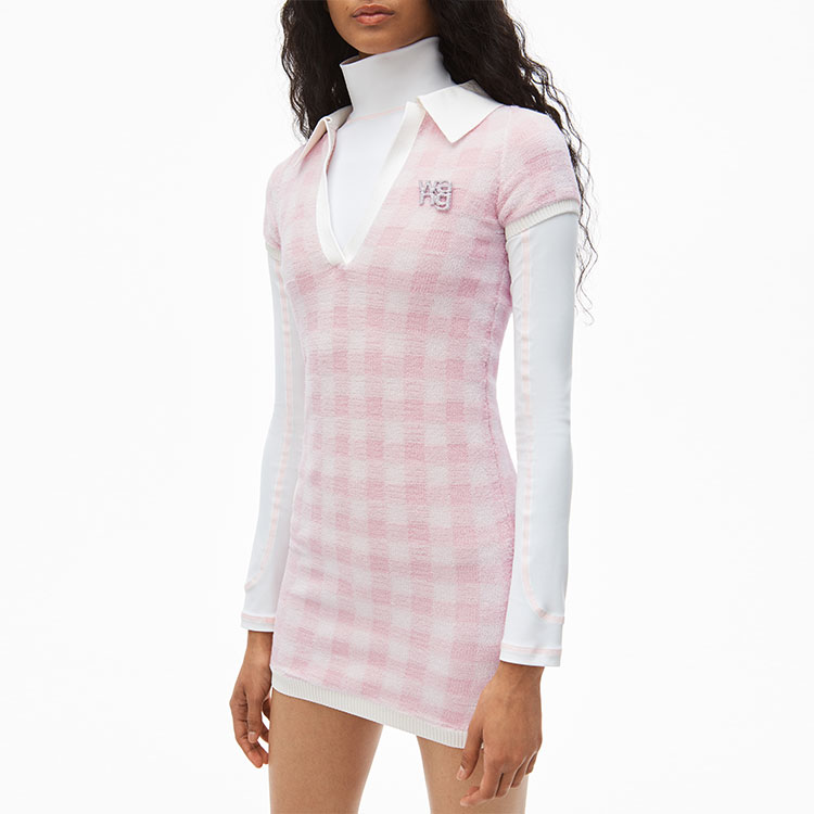 Alexander Wang SS21 Checkered Polo Short Sleeve Dress Pink 4KC2216073-686 圖 5