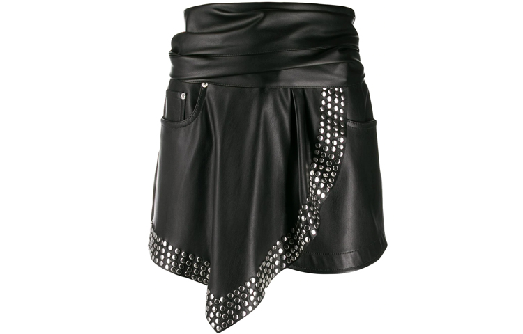 Alexander Wang SS21 Faux Leather Studded Skorts Black. 1WC1204249-001