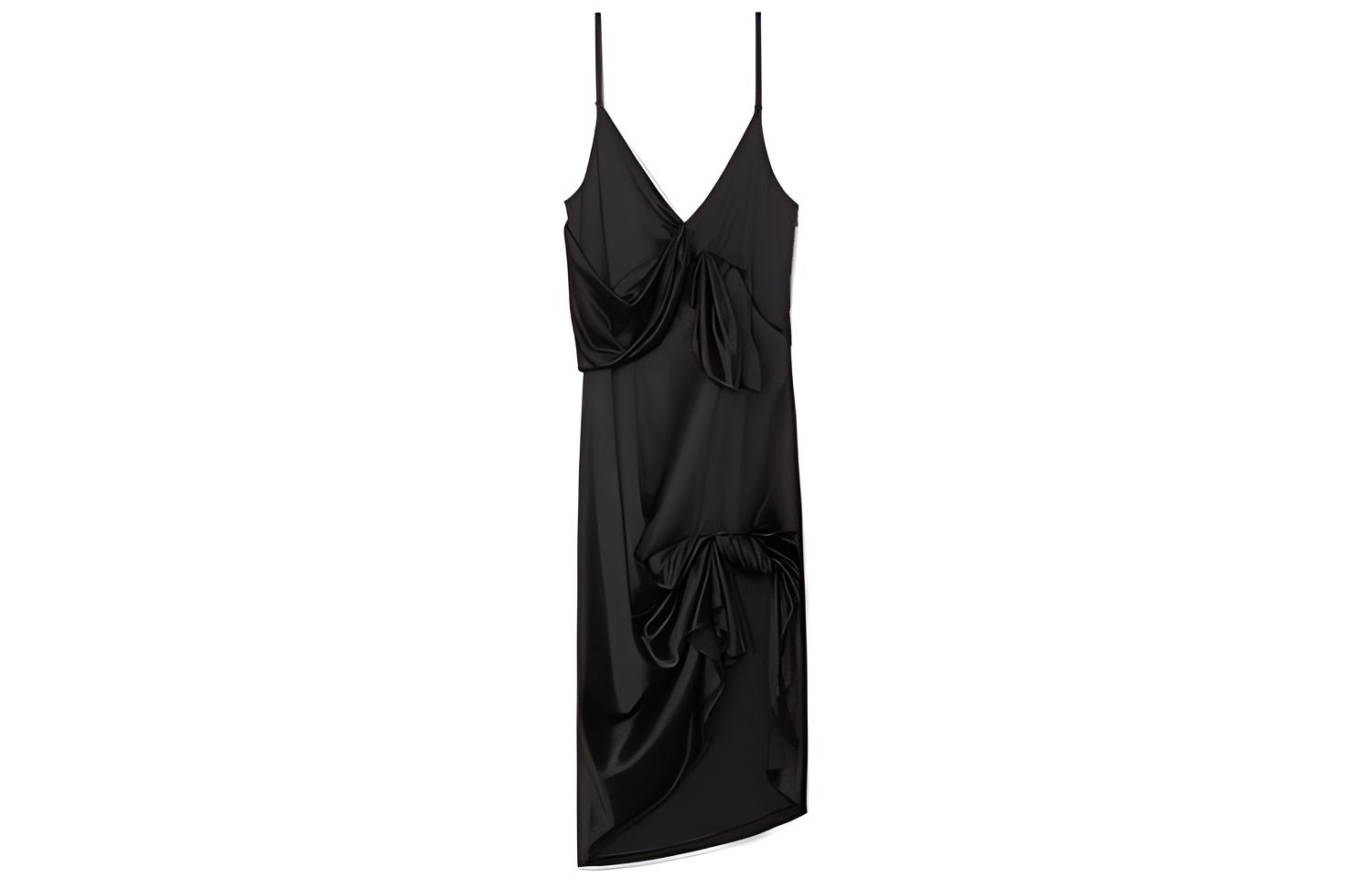 Alexander Wang SS21 Knotted Spaghetti Strap Dress Black 1WC2216377-001