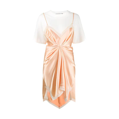 Alexander Wang SS21 Nude Patchwork T-Shirt Style Short Sleeve Dress. 1WC2196179-689
