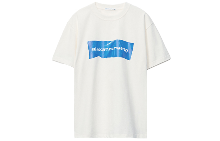 Alexander Wang SS21 Pleated Logo Crewneck Tee Unisex - White UCC2211424-110