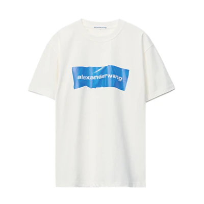 Alexander Wang SS21 Pleated Logo Crewneck Tee Unisex - White UCC2211424-110