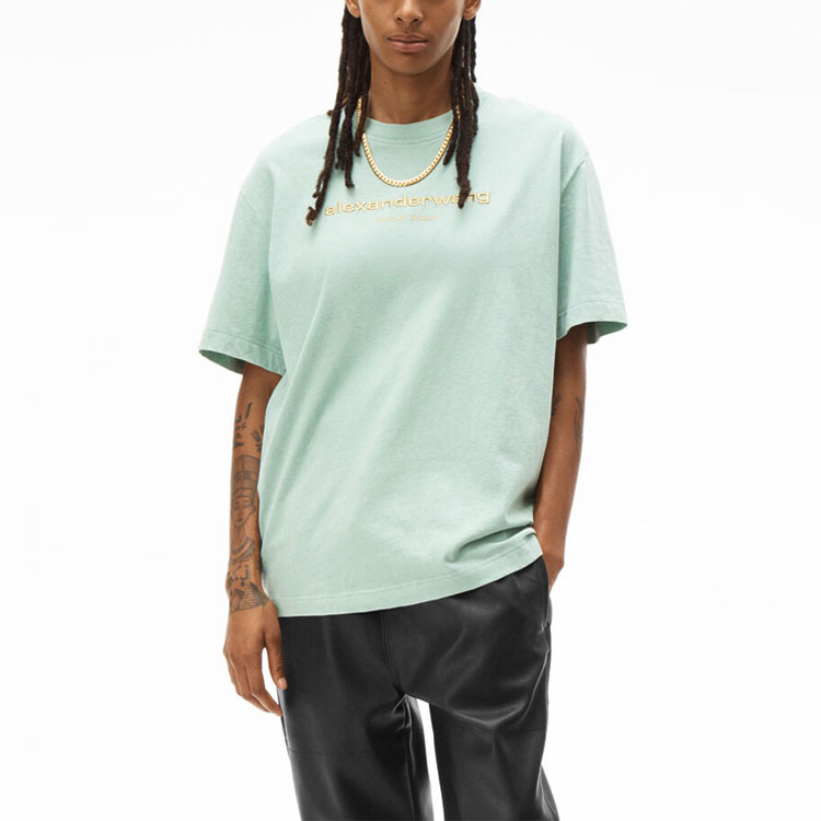 Lookbook 亚历山大王 SS21 男女同款标志短袖T恤 绿色 UCC1211030-457