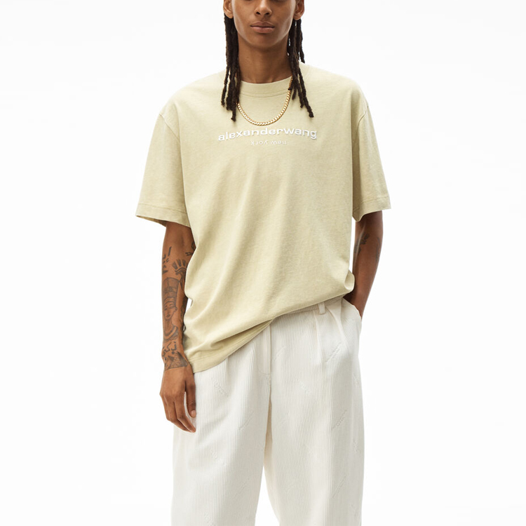 Alexander Wang SS21 Unisex Logo Short Sleeve T-Shirt Beige UCC1211030-743 圖 4