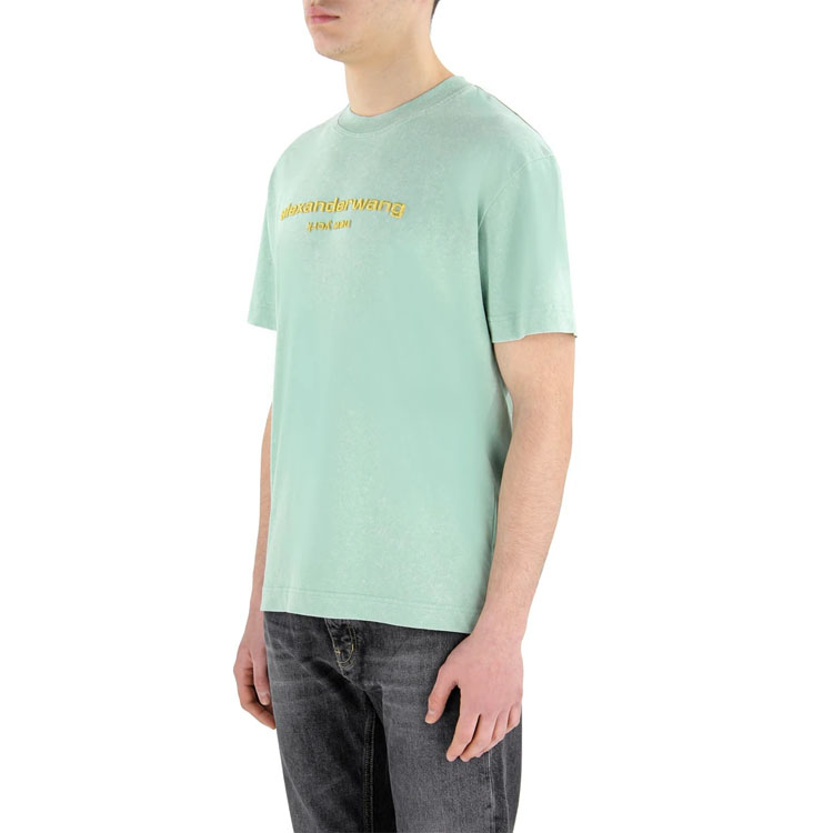 Purchase 亚历山大王 SS21 男女同款标志短袖T恤 绿色 UCC1211030-457