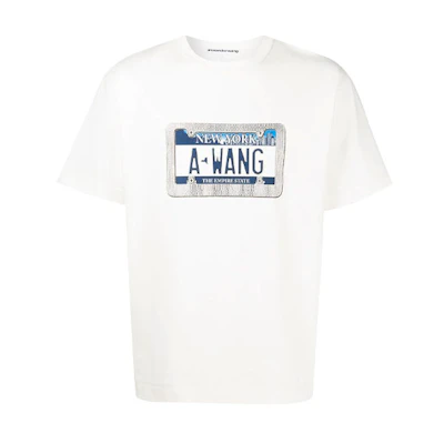 Alexander Wang SS21 Unisex White Logo Print Crewneck Short Sleeve T-Shirt UCC3211441-110