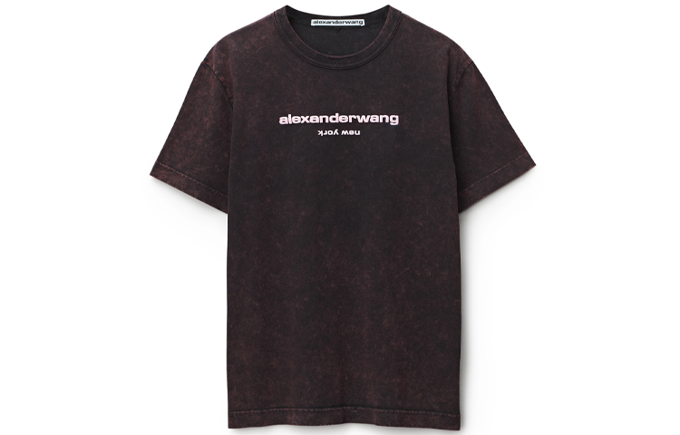 Alexander Wang SS22 Acid Wash Classic Logo Ribbed Tee Unisex Grey Couple Edition UCC1221497-699