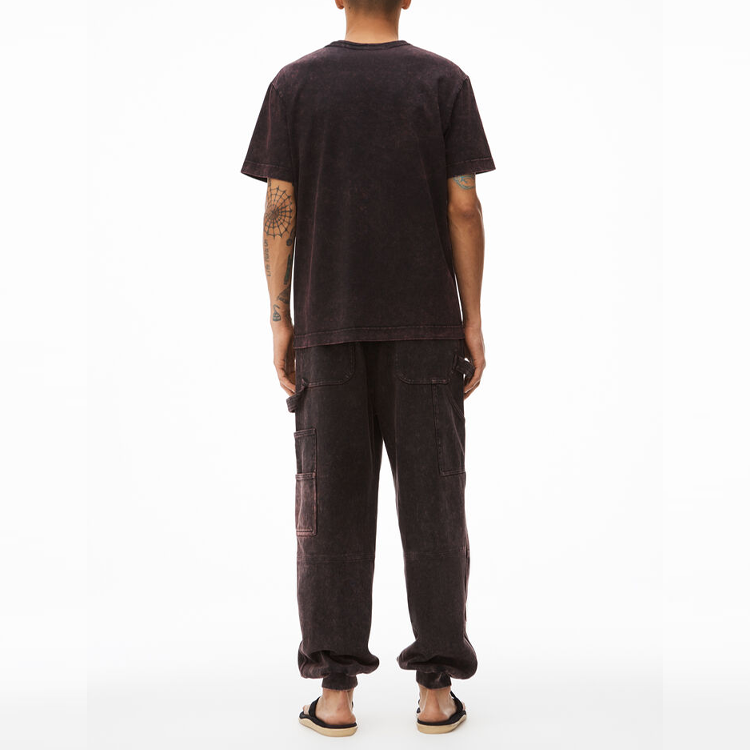 Shop 亚历山大王SS22酸洗经典标志灰色罗纹情侣款T恤 UCC1221497-699