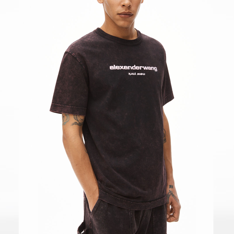 Sizing 亚历山大王SS22酸洗经典标志灰色罗纹情侣款T恤 UCC1221497-699