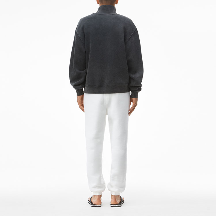 Shop Alexander Wang SS22 Acid Wash High Neck Pullover Unisex Black Sweatshirt 6C191037X7