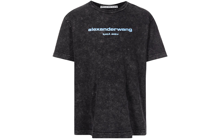 Alexander Wang SS22 Acid Wash Logo Print Cotton Unisex T-Shirt Grey UCC1221497-678