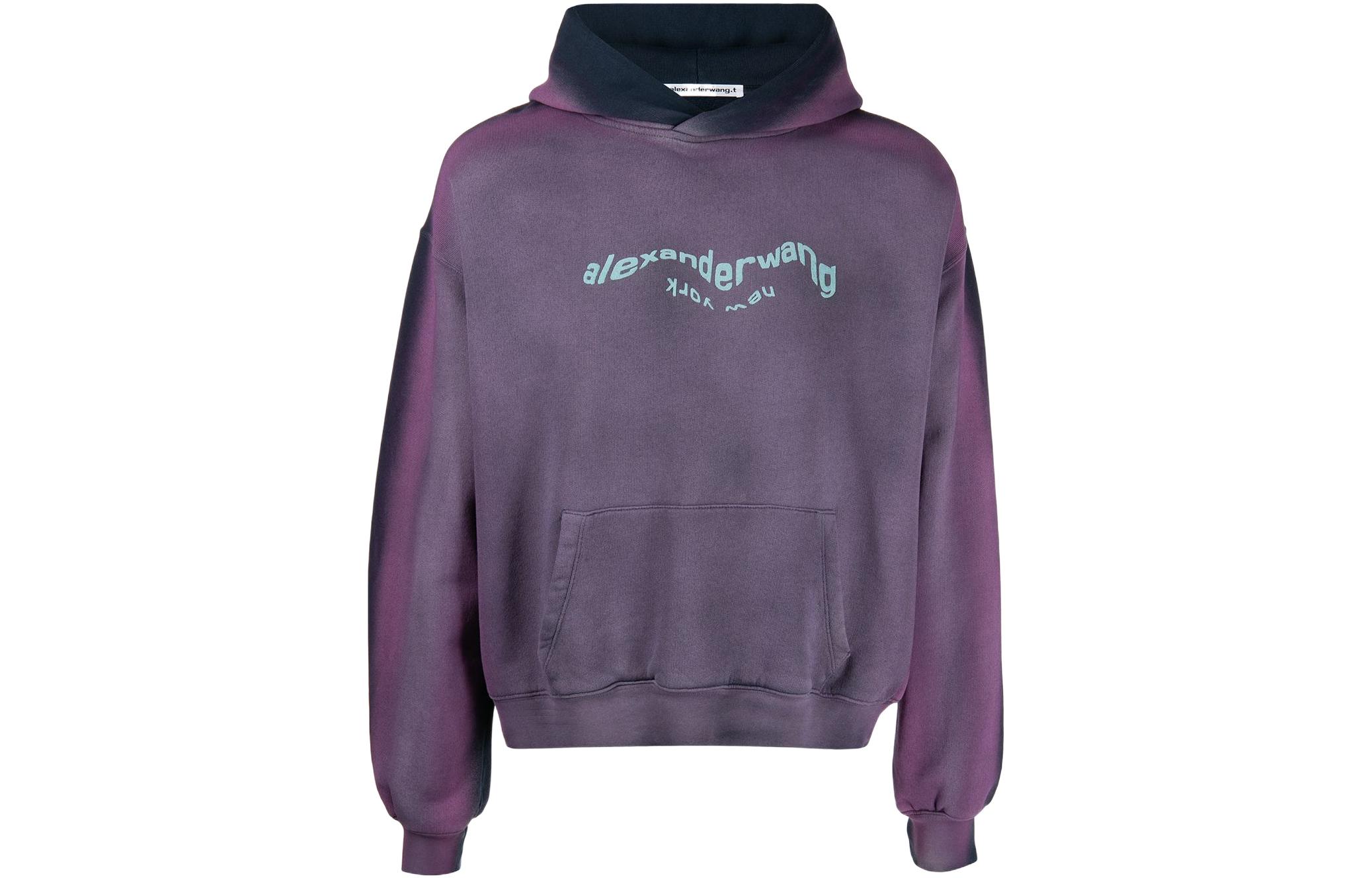Alexander Wang SS22 Acid Wash Logo Print Unisex Sweatshirt Purple. UCC2221507-664
