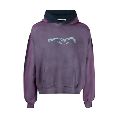 Alexander Wang SS22 Acid Wash Logo Print Unisex Sweatshirt Purple. UCC2221507-664