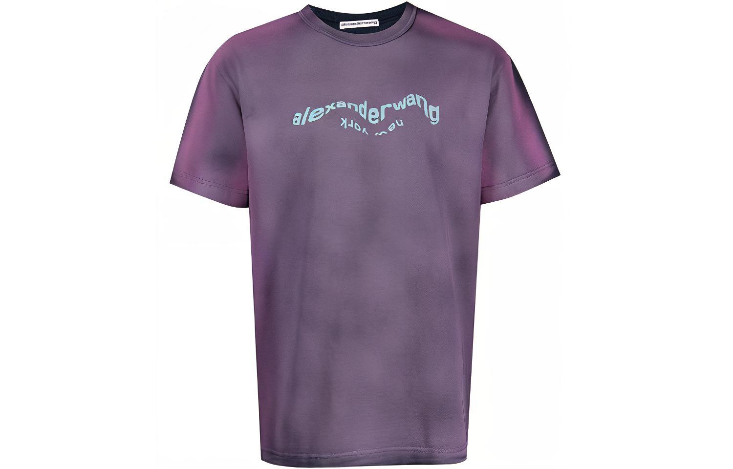 Alexander Wang SS22 Acid Wash Logo Print Unisex T-Shirt Purple UCC2221508-664