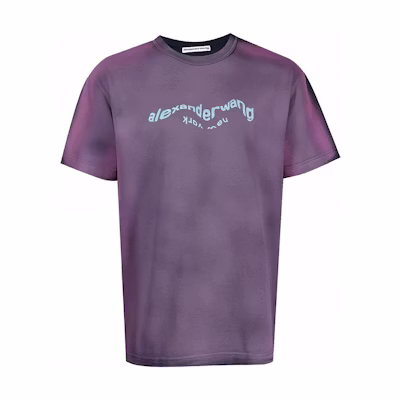 Alexander Wang SS22 Acid Wash Logo Print Unisex T-Shirt Purple UCC2221508-664