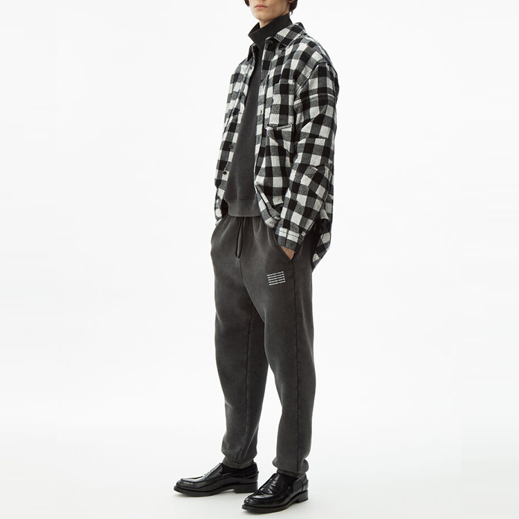 Shop Alexander Wang SS22 Acid Wash Logo Velvet Fleece Sweatpants Unisex Grey 6C194028X7