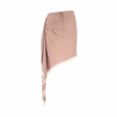 Alexander Wang SS22 Asymmetric Lace Trim Skirt in Nude Pink. 4WC2205018-260
