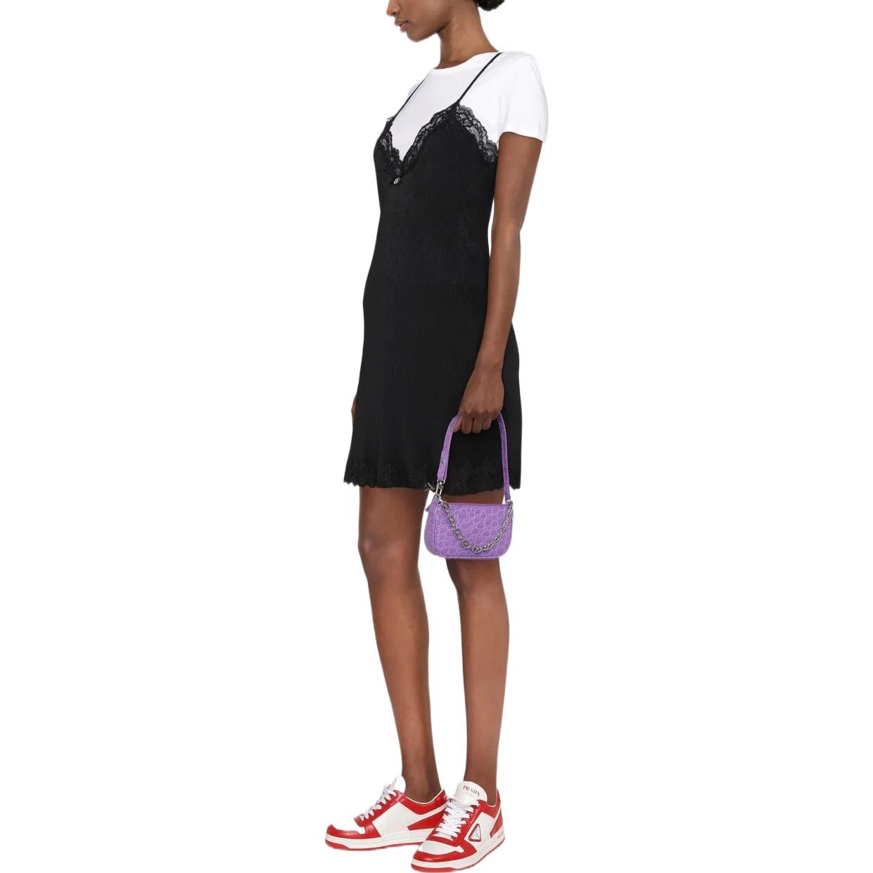 Purchase Vestido Mini Sin Mangas de Encaje Ribeteado Negro Alexander Wang SS22 4WC3226188-001
