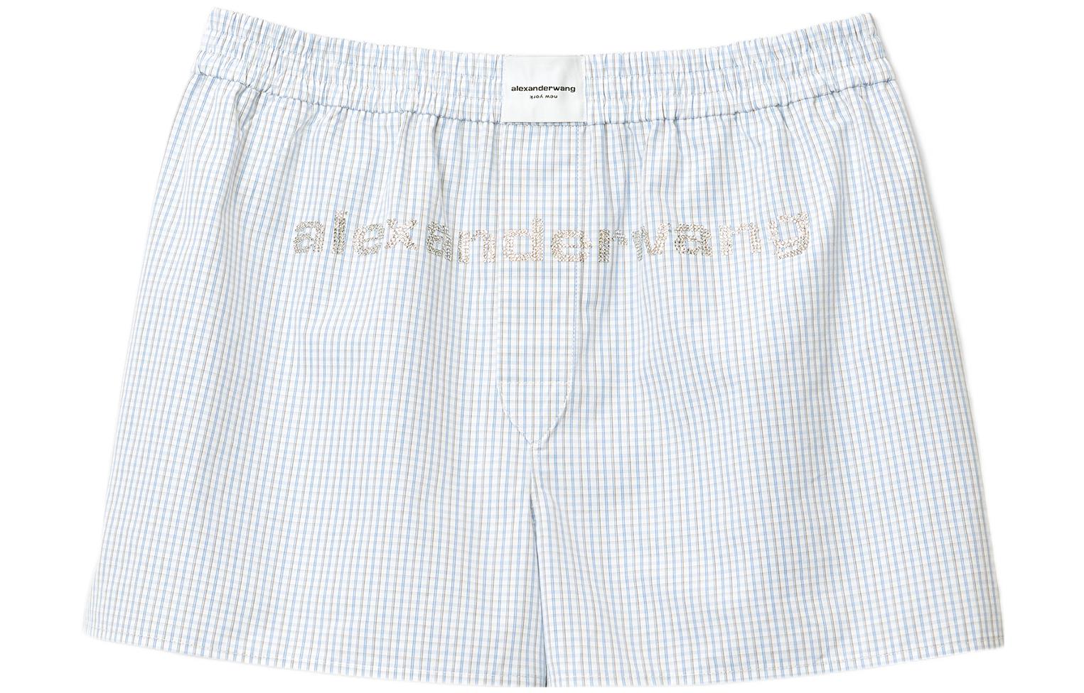 Alexander Wang SS22 Check Logo Casual Shorts Unisex Blue UWC2224041-974