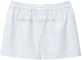 Alexander Wang SS22 Check Logo Casual Shorts Unisex Blue UWC2224041-974 Alexander Wang SS22 Check Logo Casual Shorts Unisex Blue UWC2224041-974