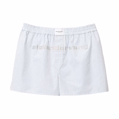 Alexander Wang SS22 Check Logo Casual Shorts Unisex Blue UWC2224041-974