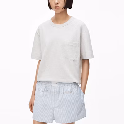 亚历山大王 SS22 格纹标志休闲短裤 男女同款 蓝色 UWC2224041-974 Details for 亚历山大王 SS22 格纹标志休闲短裤 男女同款 蓝色 UWC2224041-974
