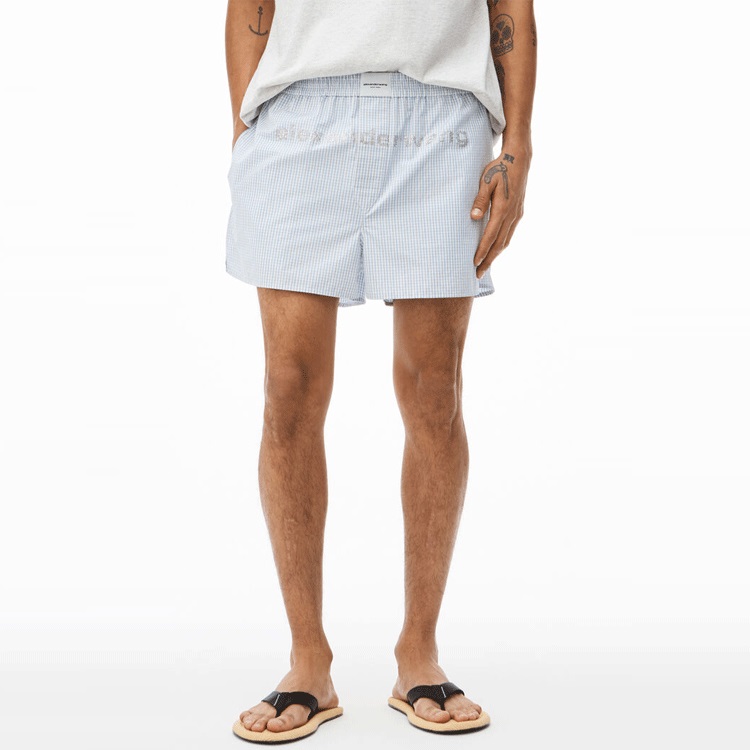 Alexander Wang SS22 Check Logo Casual Shorts Unisex Blue UWC2224041-974 圖 7