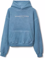 Alexander Wang SS22 Crystal Logo Velvet Hoodie Unisex Blue Pearl UCC2221518-475 Alexander Wang SS22 Crystal Logo Velvet Hoodie Unisex Blue Pearl UCC2221518-475