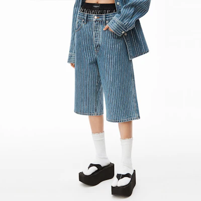 亚历山大王SS22水晶条纹牛仔短裤男女深蓝色 UDC2224135-401 Purchase 亚历山大王SS22水晶条纹牛仔短裤男女深蓝色 UDC2224135-401