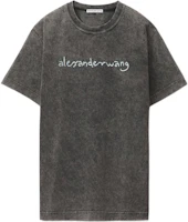 Alexander Wang SS22 Faded Logo Print Black Unisex Crewneck T-Shirt Short Sleeve. UCC3221542-007 Alexander Wang SS22 Faded Logo Print Black Unisex Crewneck T-Shirt Short Sleeve. UCC3221542-007