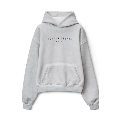 Alexander Wang SS22 Grey Pullover Hoodie with Color Logo - Unisex Couple Style. UCC3221541-059