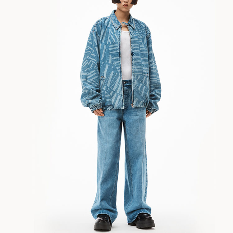 Shop Alexander Wang SS22 Logo Golf Denim Jacket Unisex Blue Casual Date Outfit UDC3222176-468