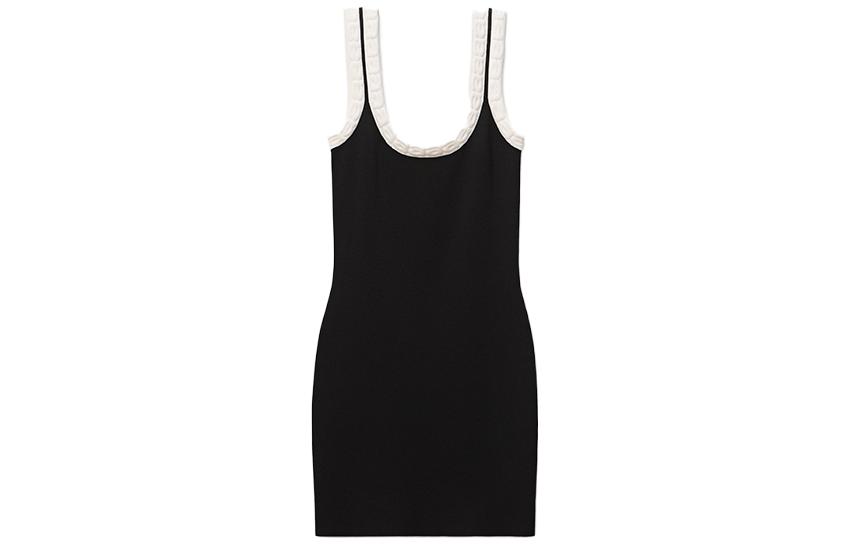 Order Vestido Bodycon Negro sin Mangas Alexander Wang SS22 con Logo Trim 4KC1226002-965