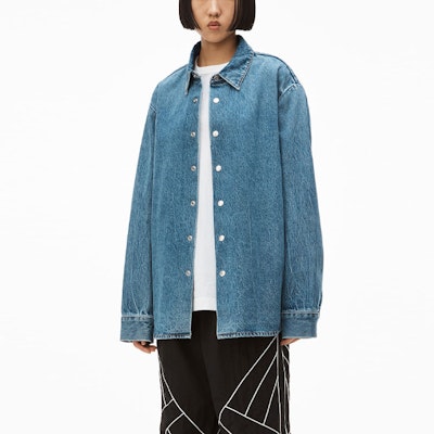 Alexander Wang SS22 Oversized Denim Jacket Unisex Retro Mid Indigo Blue UDC2222105-473 Purchase Alexander Wang SS22 Oversized Denim Jacket Unisex Retro Mid Indigo Blue UDC2222105-473