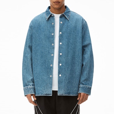 Alexander Wang SS22 Oversized Denim Jacket Unisex Retro Mid Indigo Blue UDC2222105-473 Details for Alexander Wang SS22 Oversized Denim Jacket Unisex Retro Mid Indigo Blue UDC2222105-473