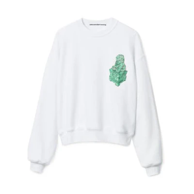 Alexander Wang SS22 Patterned Terry Crewneck Sweatshirt Unisex White UCC2221512-111
