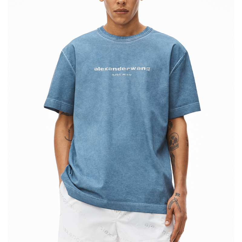 Lookbook Alexander Wang SS22 T-Shirt Unisex Logo Berlian Biru Mutiara. UCC2221517-475