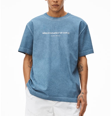 Alexander Wang SS22 T-Shirt Unisex Logo Berlian Biru Mutiara. UCC2221517-475 Lookbook Alexander Wang SS22 T-Shirt Unisex Logo Berlian Biru Mutiara. UCC2221517-475