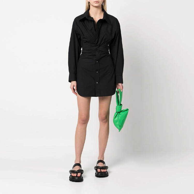 Alexander Wang SS22 Ruched Long Sleeve Dress Black 4WC2226175-001 圖 3