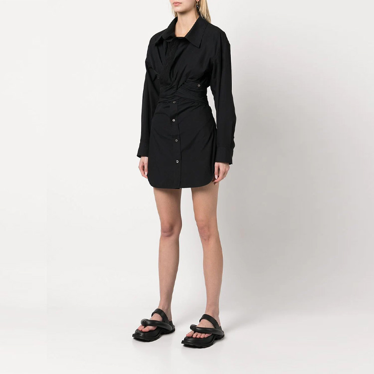 Alexander Wang SS22 Ruched Long Sleeve Dress Black 4WC2226175-001 圖 5
