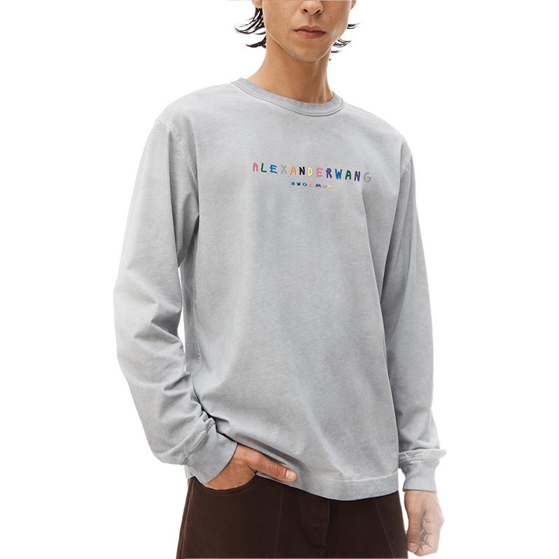 Shop Alexander Wang SS22 Camiseta Unisex Plata Logo Zorro Manga Larga UCC3221540-059