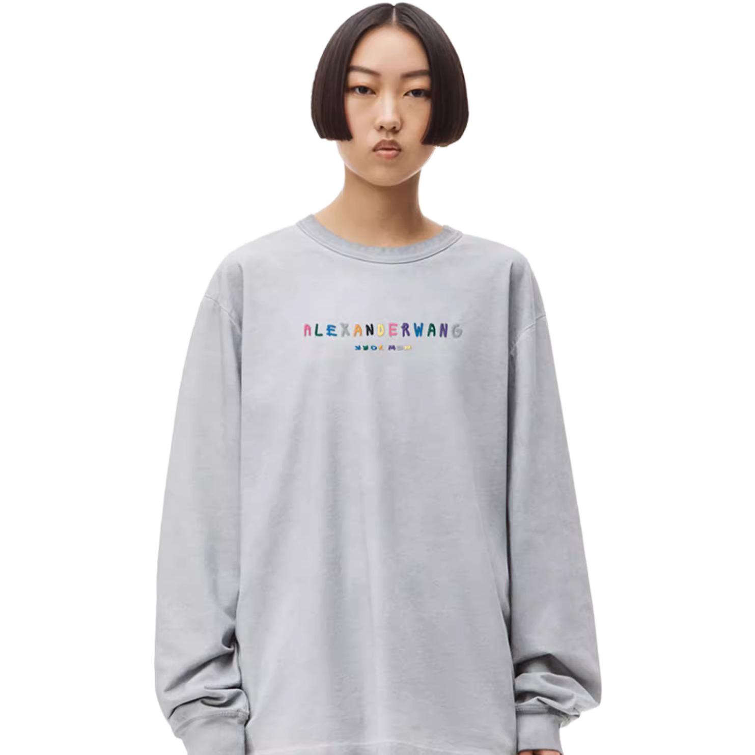 Sizing Alexander Wang SS22 Camiseta Unisex Plata Logo Zorro Manga Larga UCC3221540-059