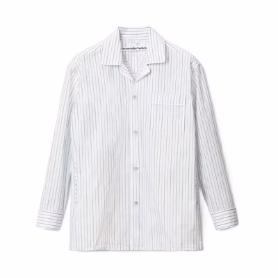 Alexander Wang SS22 Striped Loose Fit Long Sleeve Shirt Unisex White UWC2222010-100