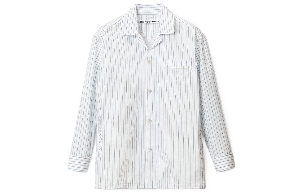 Order Alexander Wang SS22 Striped Loose Fit Long Sleeve Shirt Unisex White UWC2222010-100